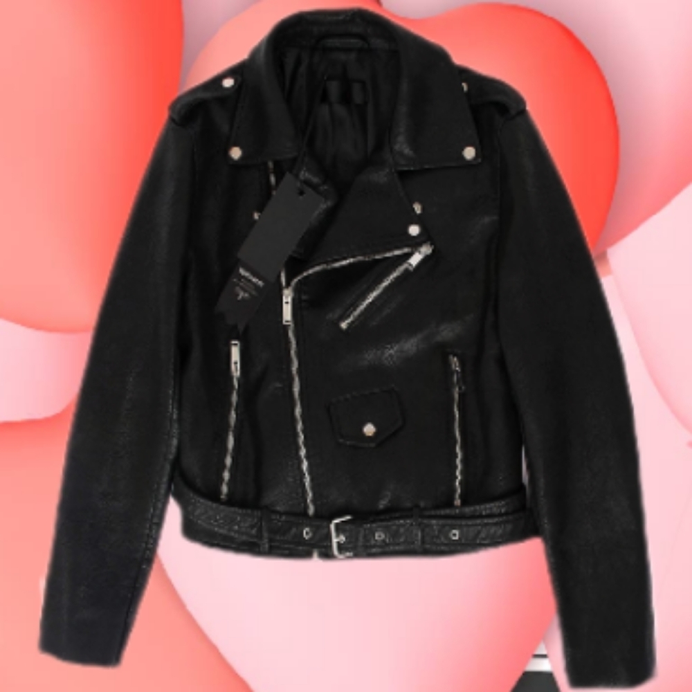NWT Black Faux Leather Moto Jacket